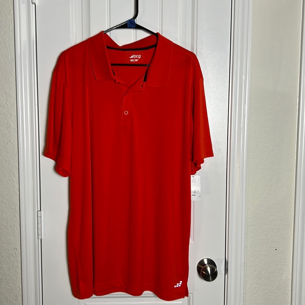BCG Mens Coaches Polo Spicy Orange collard dri fit NEW WITH TAGS